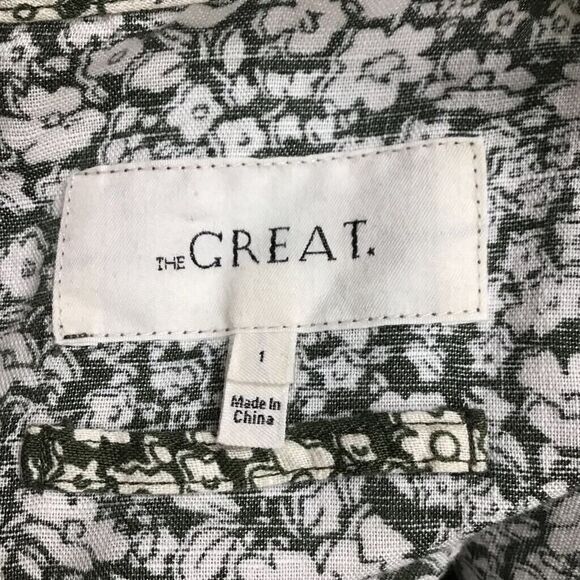 The Great Womens Shift Dress Green Floral Oversize Long Sleeve Cottagecore 1 S - Picture 6 of 8